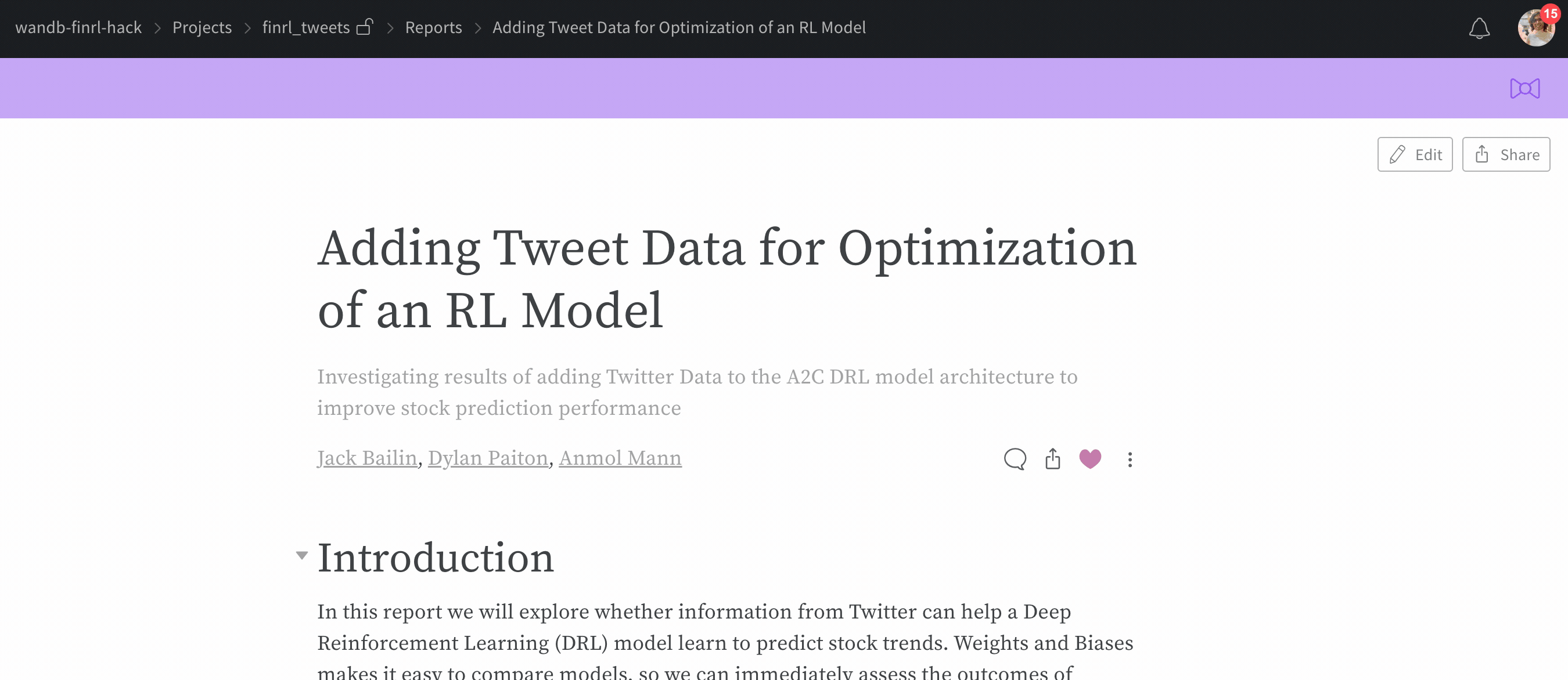 Publicプロジェクト内のレポートの共有モーダル